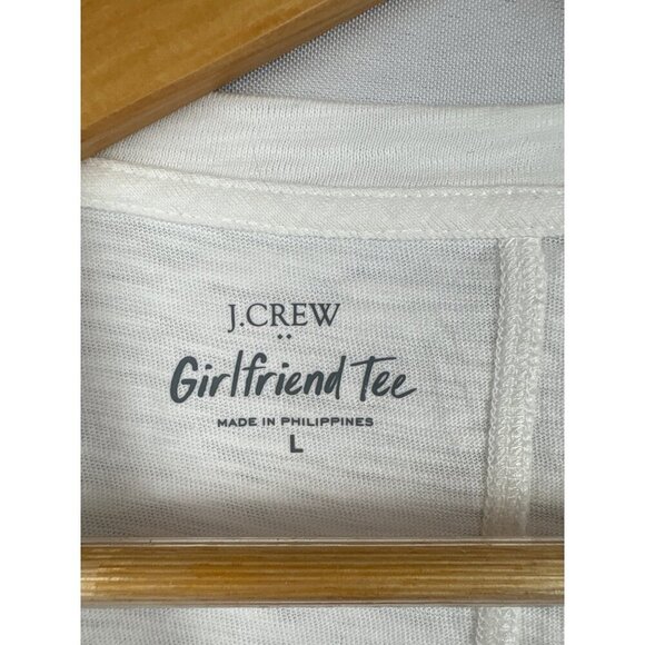 J.Crew White Girlfriend Tee Size L 100% Cotton New With Tags Made In Philippines - Picture 4 of 6